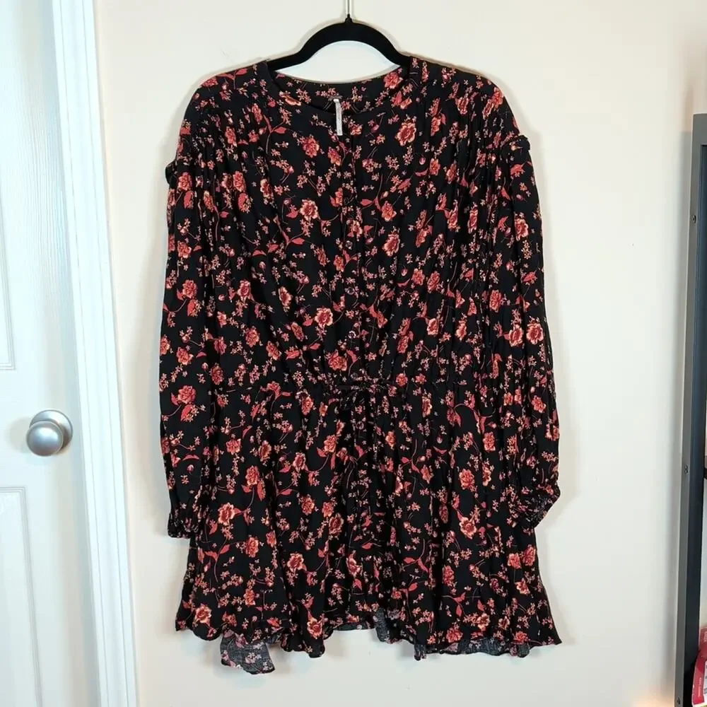 Free People Flower Fields Floral Mini Dress Boho Oversized